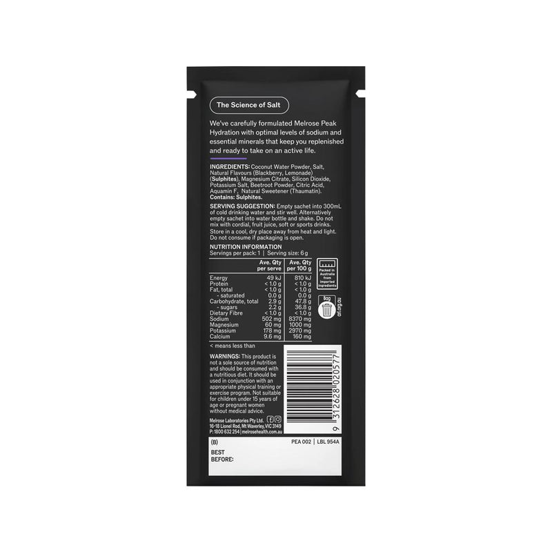 Melrose Peak Hydration Blackberry Lemonade Sachet 6g x 20 Display