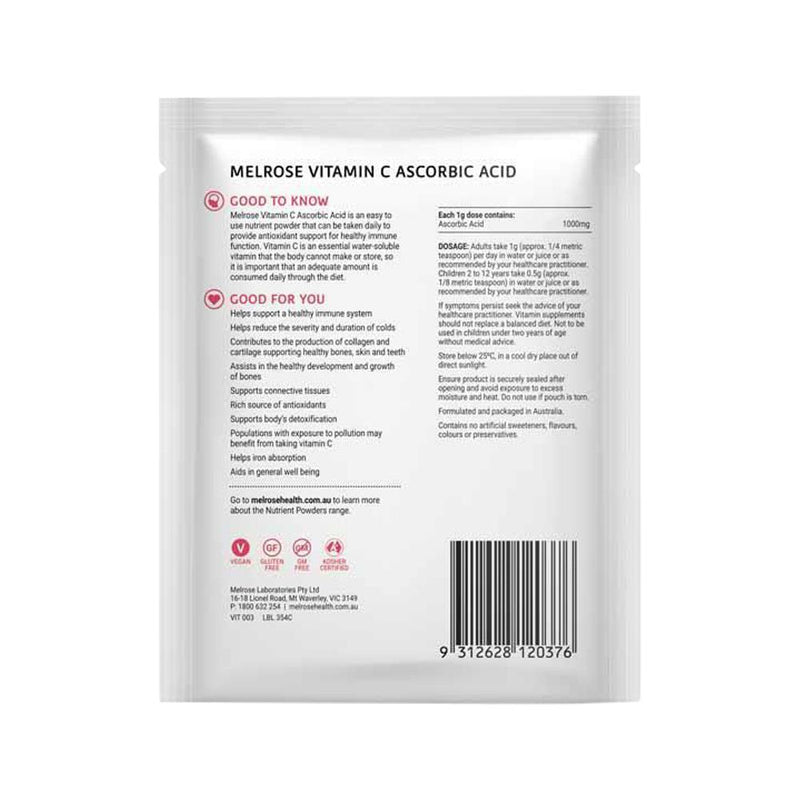 MELROSE VITAMIN C ASCORBIC ACID ORAL POWDER SACHET 125G X 8 DISPLAY