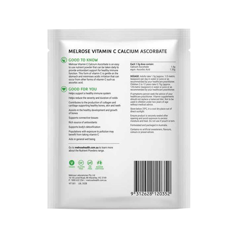Melrose Vitamin C Calcium Ascorbate Oral Powder Sachet 125g x 8 Display