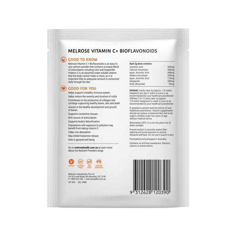 MELROSE VITAMIN C PLUS BIOFLAVONOIDS ORANGE FLAVOURED 100G X 8 DISPLAY