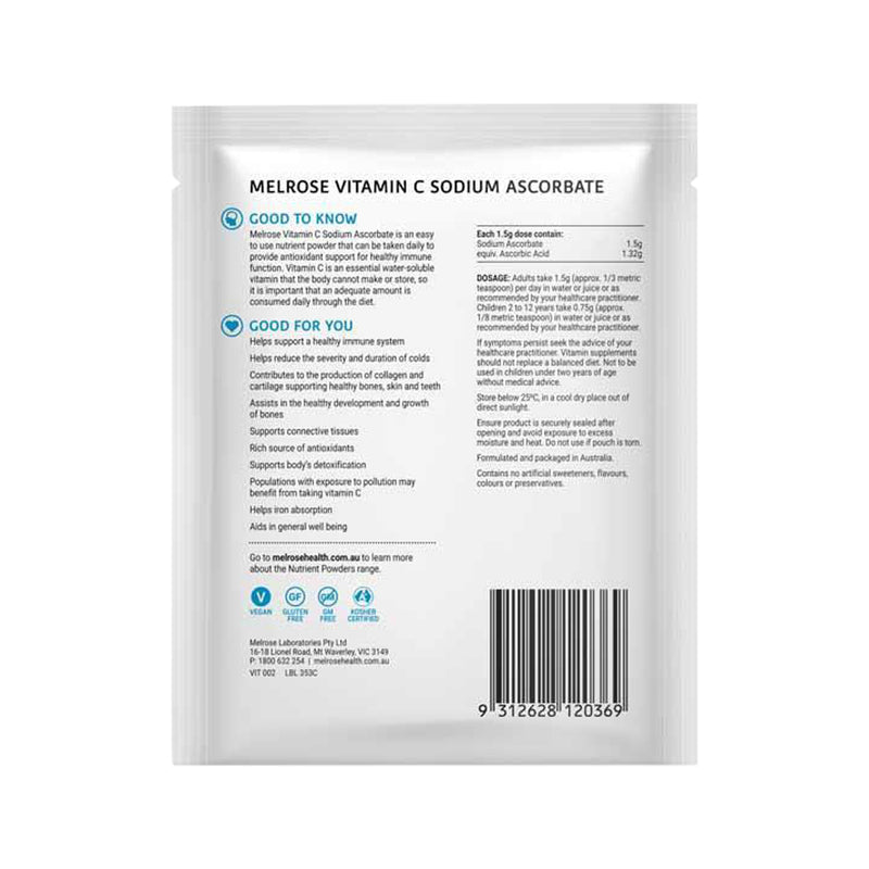 Melrose Vitamin C Sodium Ascorbate Oral Powder Sachet 125g x 8 Display