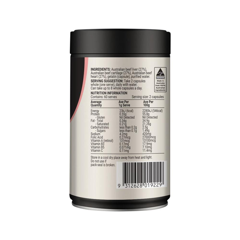 Melrose Origins Womens Replenish (Grass Fed Beef Organs 1000mg: Liver + Cartilage + Heart) 120c