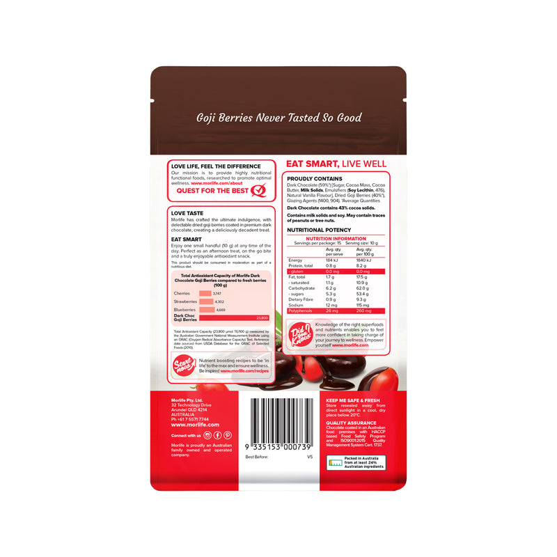 Morlife Dark Chocolate Goji Berries 150g