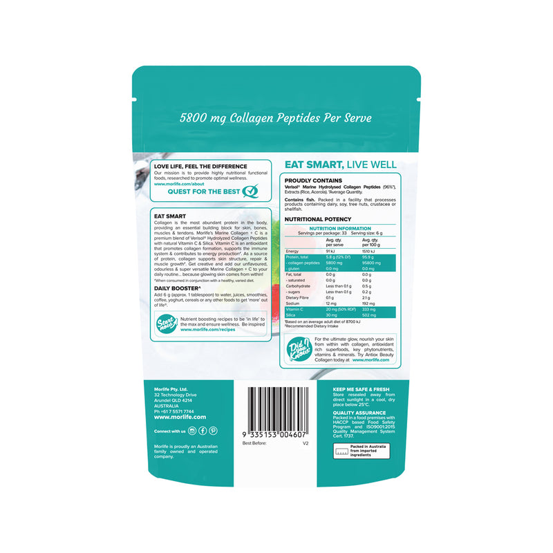Morlife Marine Collagen + C Unflavoured 200g