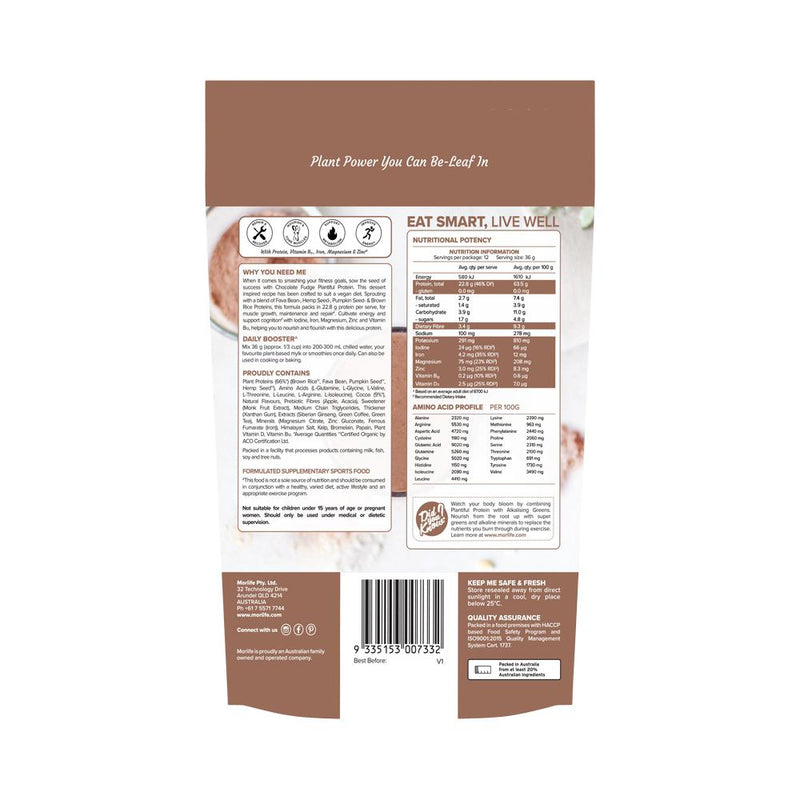 MORLIFE PLANTIFUL PROTEIN CHOCOLATE FUDGE 440G
