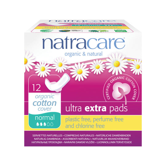 Natracare Ultra Extra Pads Regular with Organic Cotton Cover x 12 Pack  SELL THROUGH