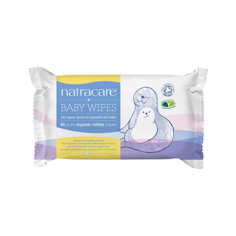 Natracare Organic Cotton Baby Wipes (with Organic Apricot Oil Chamomile & Linden) x 50 Pack  SELL THROUGH
