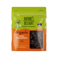 Natures Delight Organic Dried Cranberries 200g