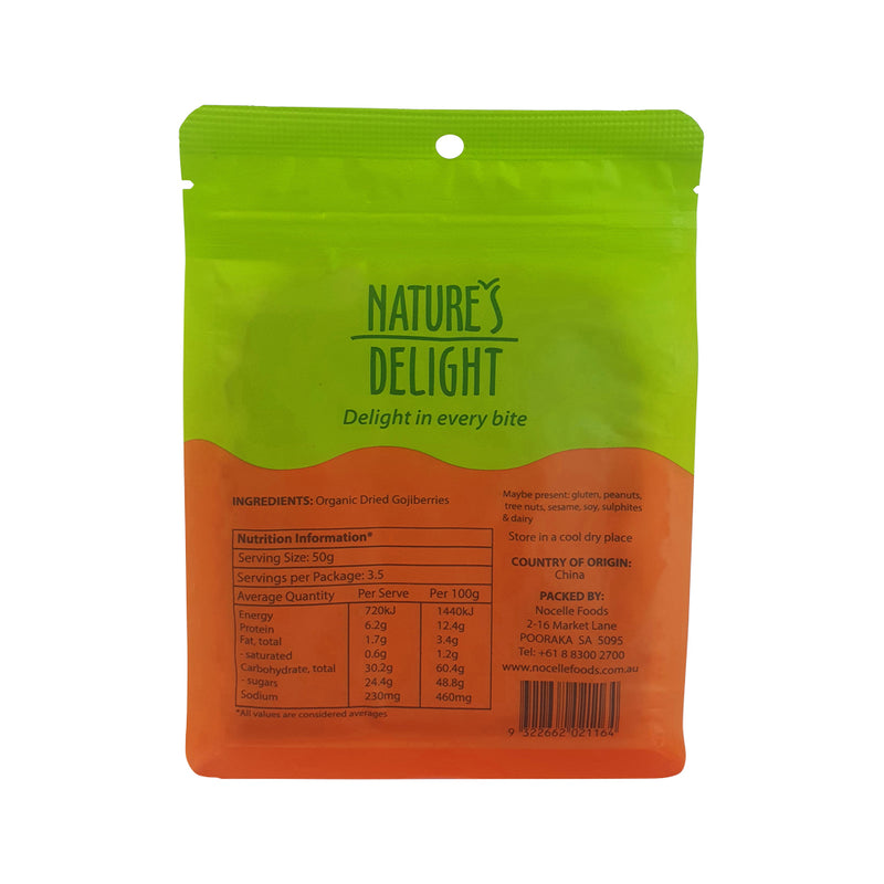Natures Delight Organic Dried Gojiberries 175g