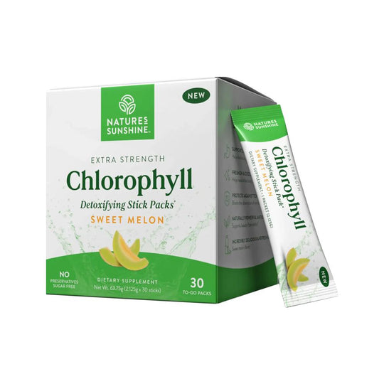 NATURES SUNSHINE POWDERED CHLOROPHYLL SWEET MELON SACHETS 2.125G X 30 PACK