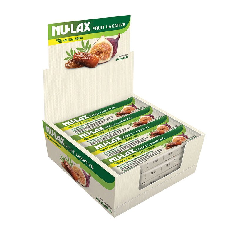 Nu-Lax Bar Fruit Laxative with Natural Senna 40g x 20 Display  SELL THRU-NEW SKU 2426540