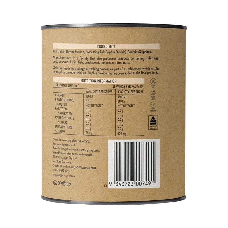 NUTRA ORGANICS AUSTRALIAN GELATIN UNFLAVOURED 300G