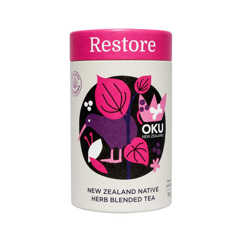 OKU NEW ZEALAND RESTORE NATIVE HERB BLENDED TEA LOOSE LEAF 30G