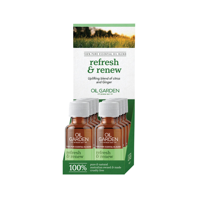Oil Garden Essential Oil Blend Refresh & Renew 25ml x 8 Display  SELL THROUGH