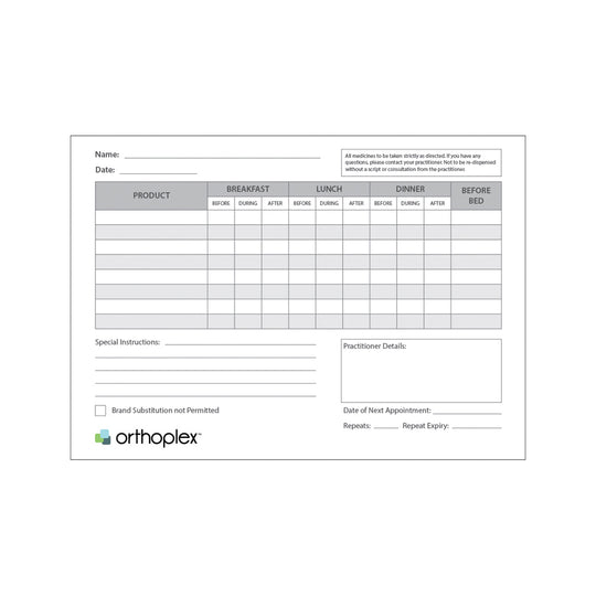 Orthoplex White Prescription Pad