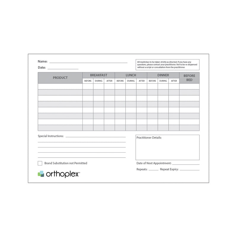 Orthoplex White Prescription Pad