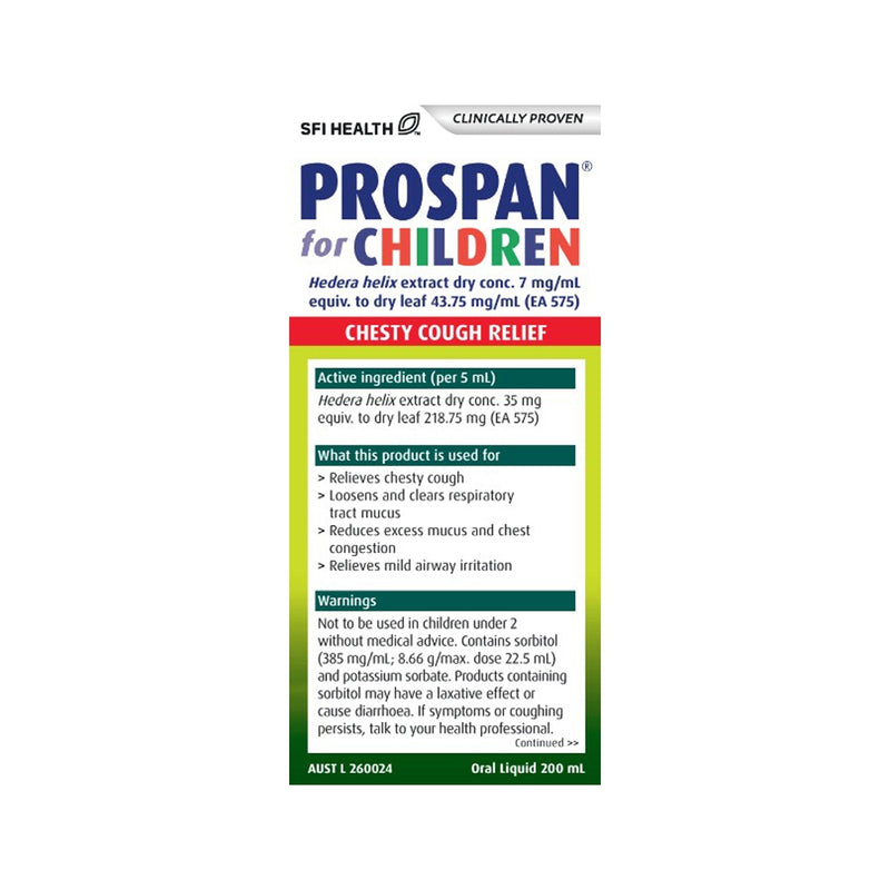 SFI Health Prospan For Children Chesty Cough Relief Cherry Flavour Oral Liquid 200ml