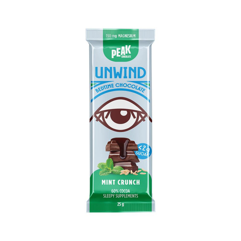 PEAK CHOCOLATE BEDTIME CHOCOLATE BAR UNWIND BEDTIME MINT CRUNCH 25G X 14 DISPLAY