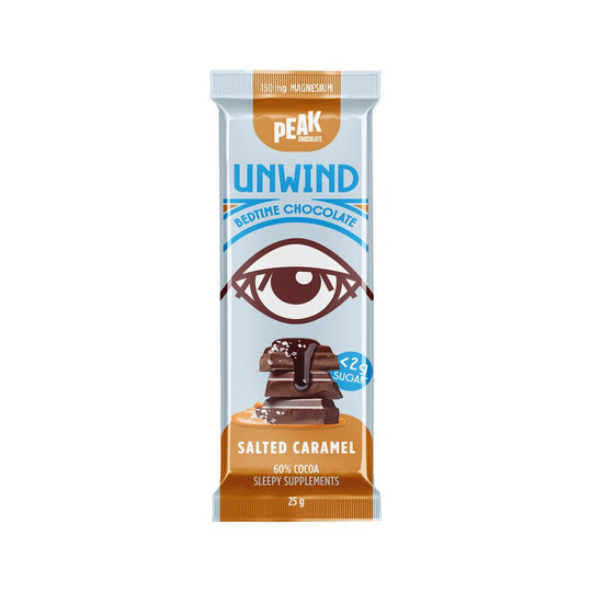 PEAK CHOCOLATE BEDTIME CHOCOLATE BAR UNWIND BEDTIME SALTED CARAMEL 25G X 14 DISPLAY