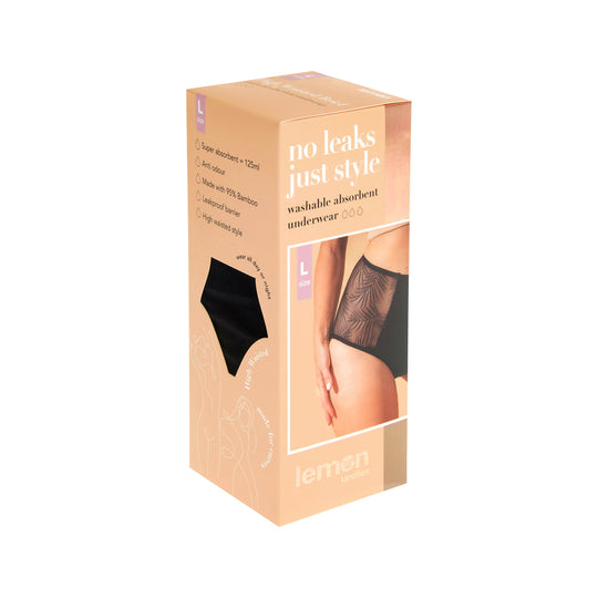 Pelvi Lemon Light Bladder Leaks Leakproof Underwear High-Waisted Black L