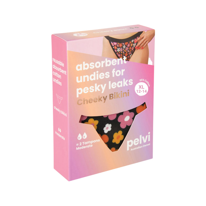 Pelvi Leakproof Underwear Cheeky Bikini Floral XL  SELL THROUGH