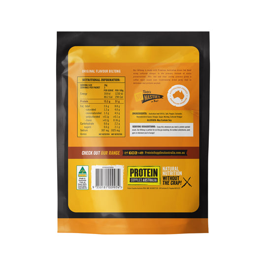 Protein Supplies Australia Australian Grass Fed Biltong Beef Original 60g