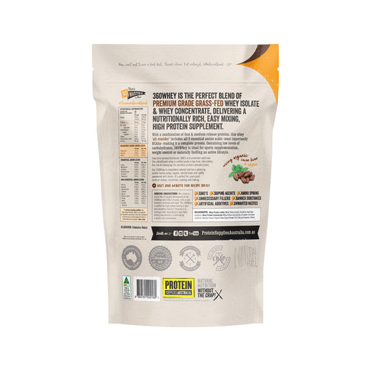 Protein Supplies Australia Protein 360 Whey (Complete Protein with BCAA) Chocolate 1kg