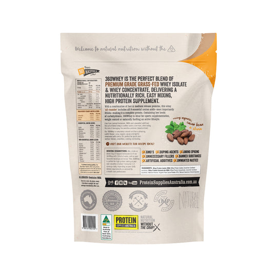 Protein Supplies Australia Protein 360 Whey (Complete Protein with BCAA) Chocolate 500g