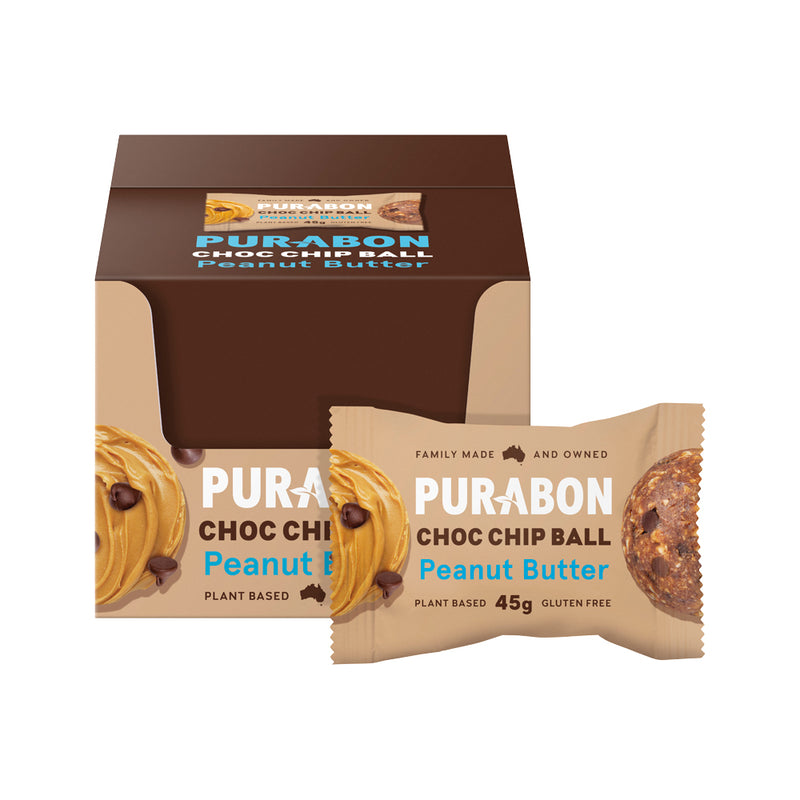 Purabon Choc Chip Balls Peanut Butter 45g x 12 Display