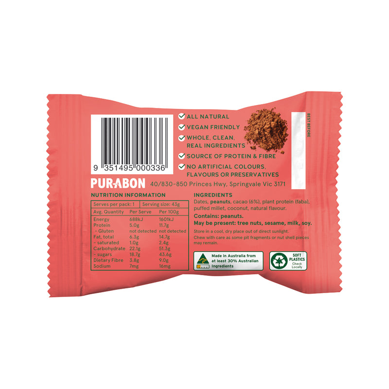Purabon Protein Balls Choc Brownie 43g x 12 Display