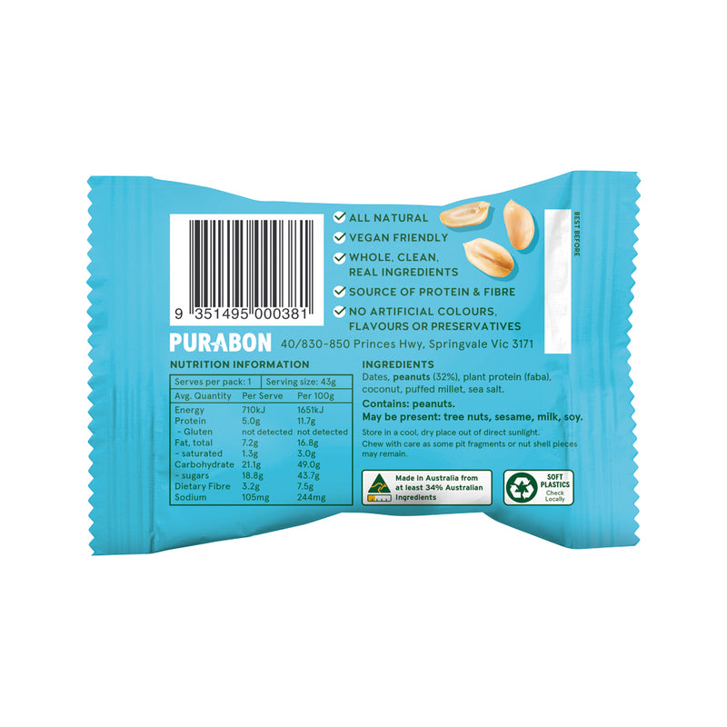 Purabon Protein Balls Peanut Butter 43g x 12 Display  SELL THROUGH