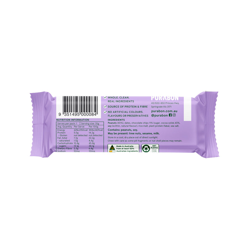 Purabon Peanut Butter Bar Choc Chip 35g x 30 Display