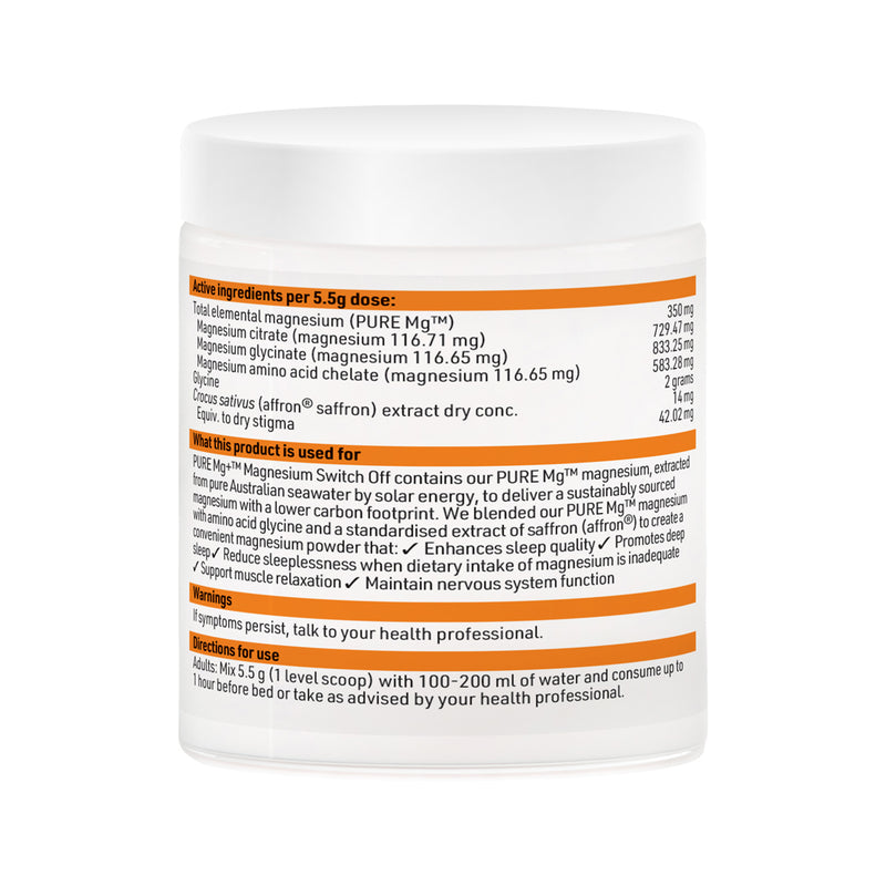 SFI Health PURE Mg+ Magnesium Switch Off Oral Powder 165g