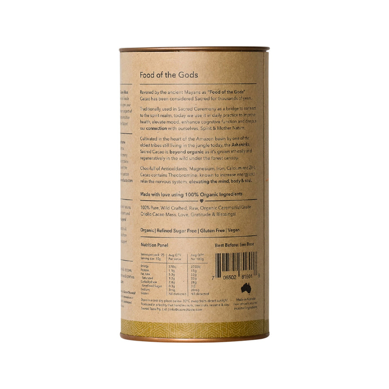 Sacred Taste Organic Drinking Cacao (Ceremonial Grade Cacao) Ceremony 250g