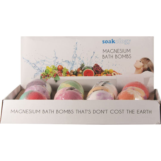Saltco Soakology Magnesium Bath Bomb Mixed 130g x 12 Display