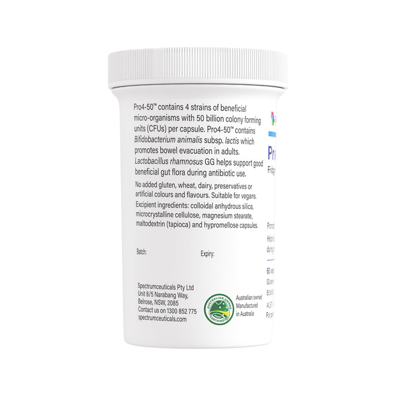 Spectrumceuticals Pro4-50 (Fridge Free Multi-Strain Probiotic) 60vc