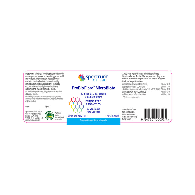 Spectrumceuticals ProBioFlora MicroBiota (Fridge Free Probiotics) 60vc