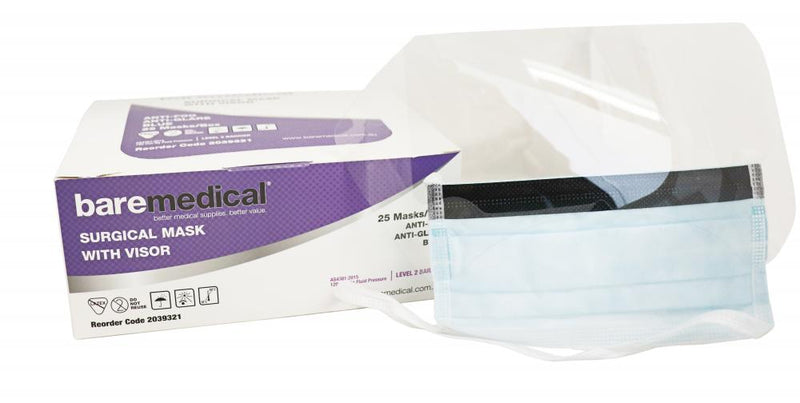 MASK FACE SURGICAL BAREMEDICAL WITH VISOR LEVEL 2 BAREMEDICAL