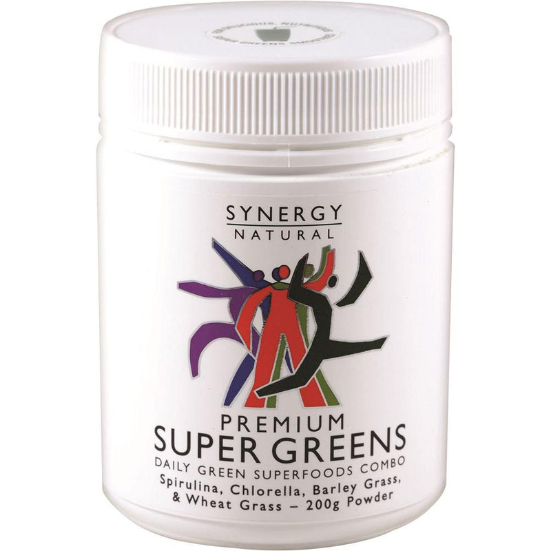 Synergy Natural Premium Super Greens (Spirulina Chlorella Barley Grass & Wheat Grass) Powder 200g
