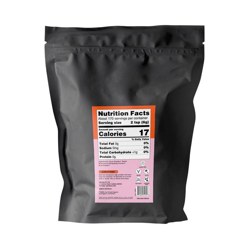 TEELIXIR ORGANIC MUSHROOM CACAO LATTE (STARRING REISHI AND ROSE) 1000G