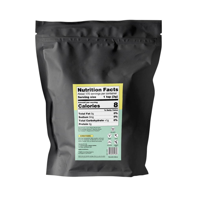 TEELIXIR ORGANIC MUSHROOM MATCHA LATTE (STARRING LIONS MANE AND PEPPERMINT) 1000G