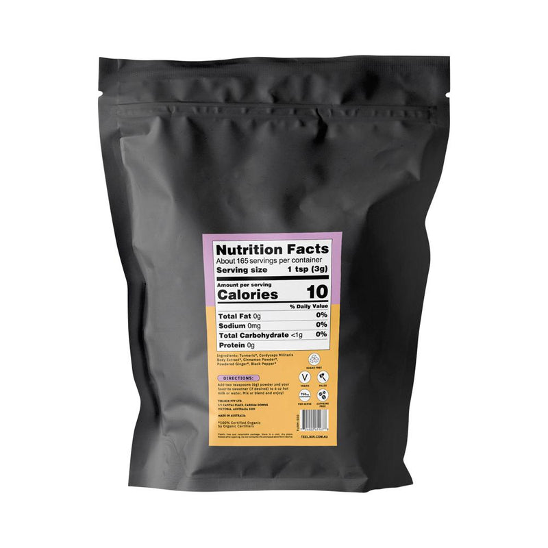 TEELIXIR ORGANIC MUSHROOM TURMERIC LATTE (STARRING CORDYCEPS AND GINGER) 1000G