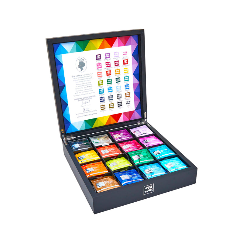Tea Tonic Wooden Tea Chest Deluxe Black x 105 Tea Bags