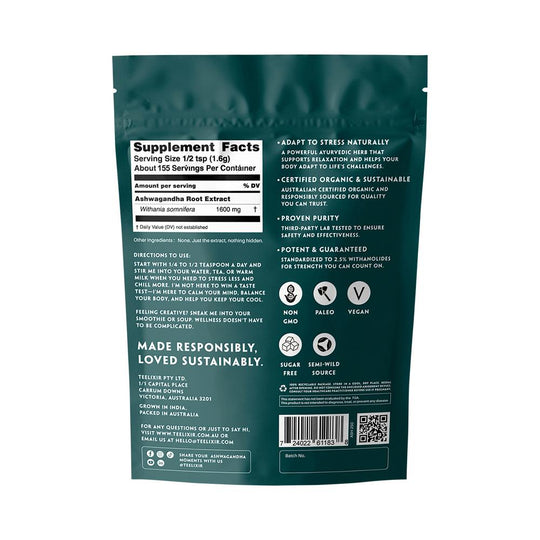 TEELIXIR ORGANIC ASHWAGANDHA ROOT 250G