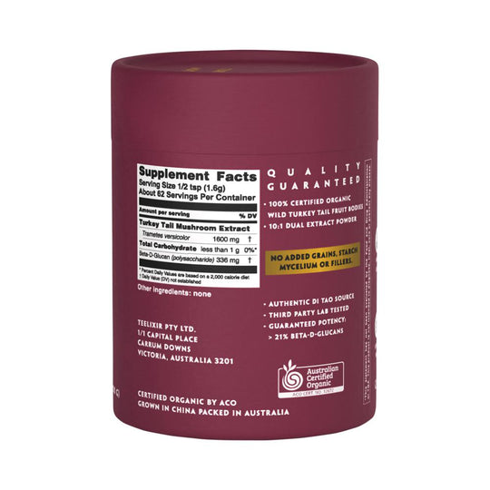 TEELIXIR ORGANIC TURKEY TAIL MUSHROOM (GUT/IMMUNE STRENGTH) 100G
