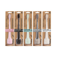 The Natural Family Co. Bio Toothbrush Pastel with Stand Mixed x 8 Display (contains: Up To 5 Different Pastel Colours - Supplied at Random)