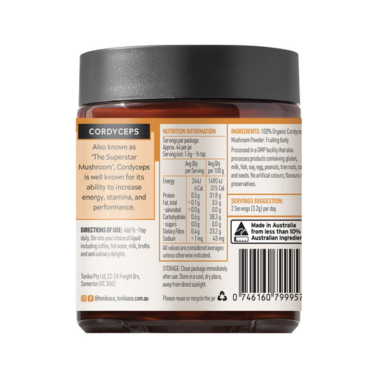 Tonika 100% Organic Mushroom Powder Cordyceps 70g