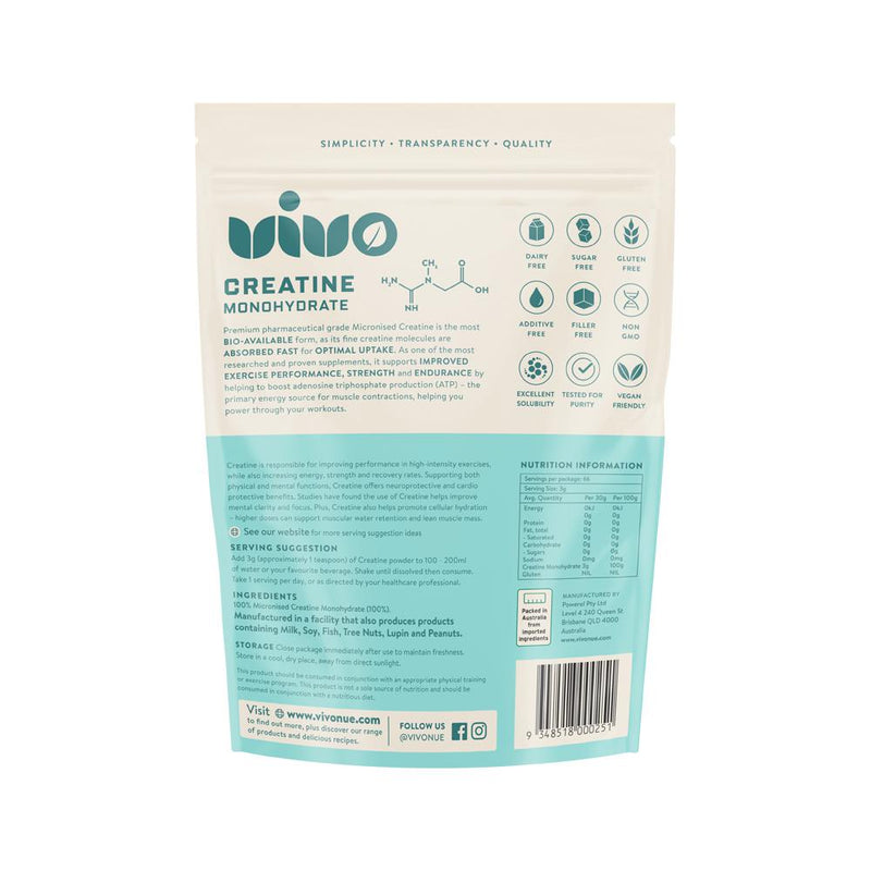 VIVO 100% PURE CREATINE MONOHYDRATE 200G
