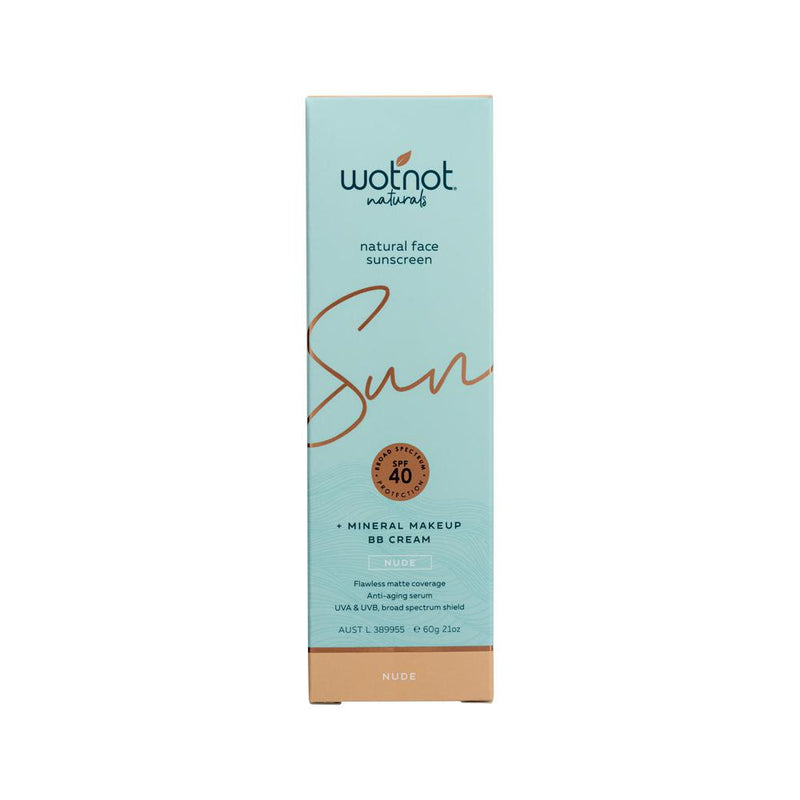 Wotnot Naturals Natural Face Sunscreen SPF 40 + Mineral MakeUp BB Cream Nude 60g  SELL THROUGH